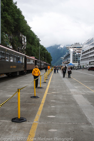 Cruise ship dock and train area In Skagway Alaska