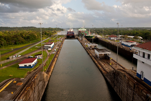 Panama Canal Transit on the Island Princess - Gatun Locks Looking East