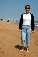 Diane Walks the Beach in Duck