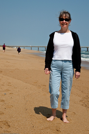 Diane Walks the Beach in Duck