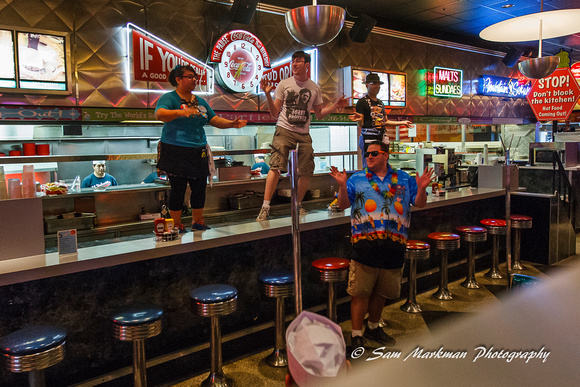 Ed Debevic's Restaurant, dancing on counter