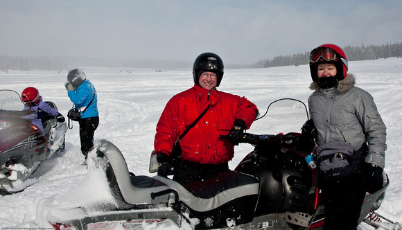 Snowmobiling in a meadow in Routt National Forest - Rabbit Ears Pass