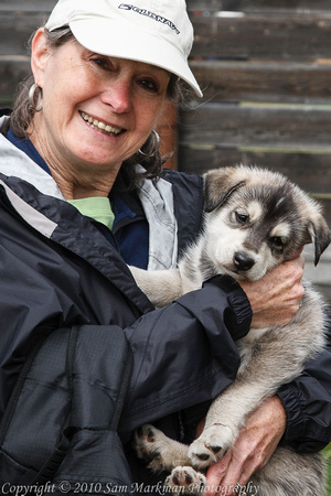 Diane and an Alaskan Husky puppy