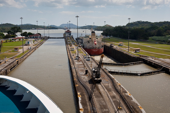 Panama Canal Transit on the Island Princess - Entering the Pedro Miguel Lock