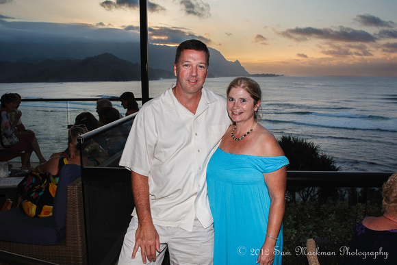 Brian & Kathy, sunset, St. Regis Hotel, Kauai