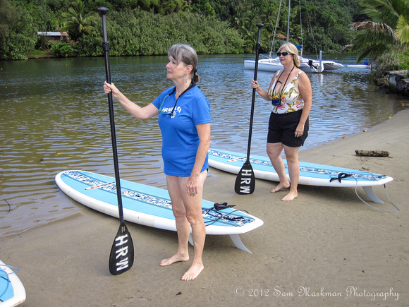 Diane & Kathy prepare to Stand Up Paddle