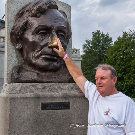 Rubbing Lincoln's "Lucky Nose"