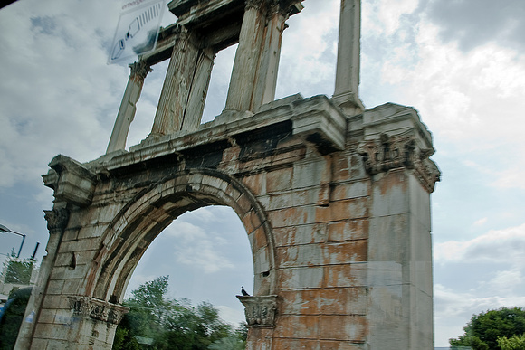Arch of Hadrian (from moving vehicle)