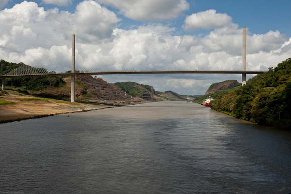 Panama Canal Transit on the Island Princess - Gaillard Cut and Looking Back (East) at the Centennial Bridge