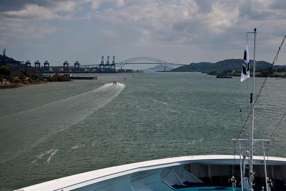 Panama Canal Transit on the Island Princess - Approaching the Bridge of the Americas