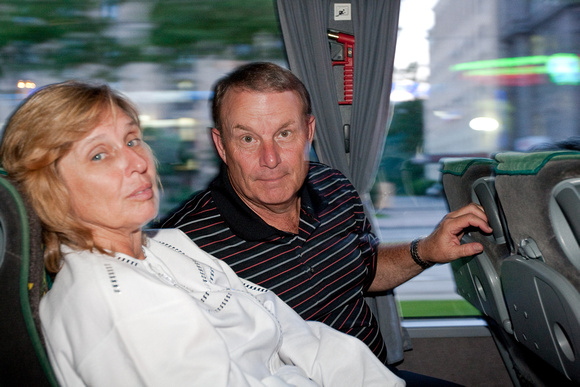 Jayne & John on the bus in St. Petersburg Russia