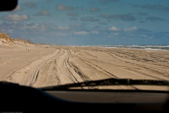 Driving on the beach near Corolla.