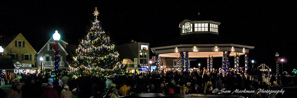 Large crowds gather at the Bandstand to enjoy Rehoboth Beach's brightly lit tree!